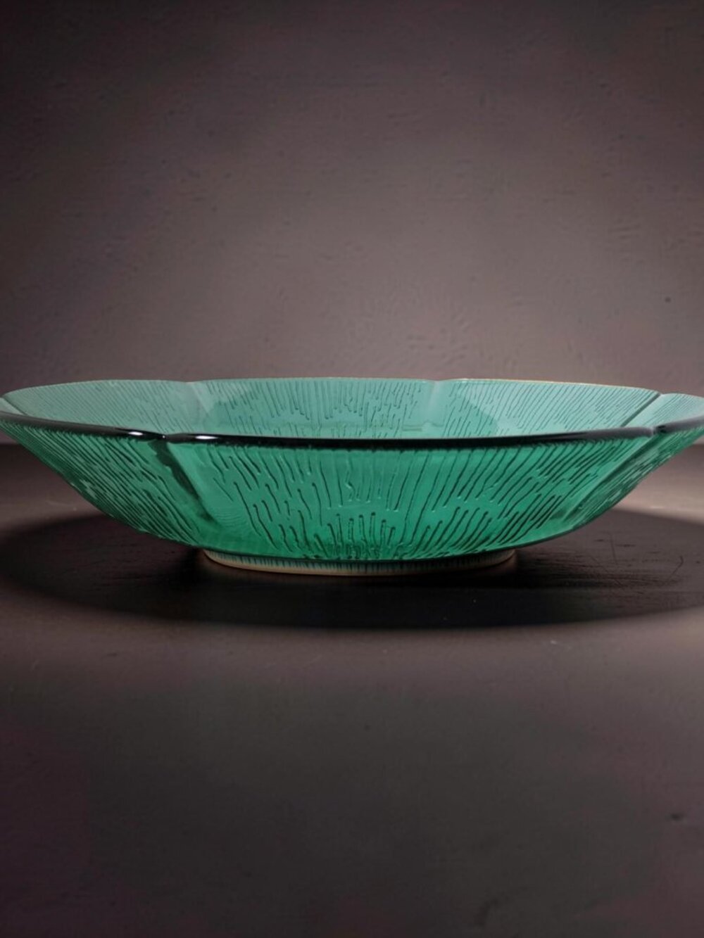 Vintage Forte Crisa 8.25" Aqua Green Glass Dinner Salad Bowl.